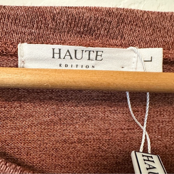 Haute Edition Womens Varsity Stripe Long Sleeve Comfy Jersey Top Shirt Large - Picture 4 of 9